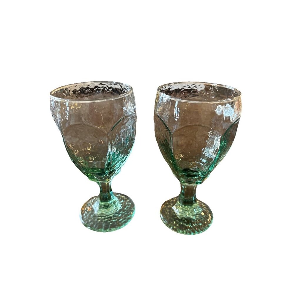 Libbey Chivalry Green Textured Replacement Water Goblet 6.5 “ NO CHIPS!